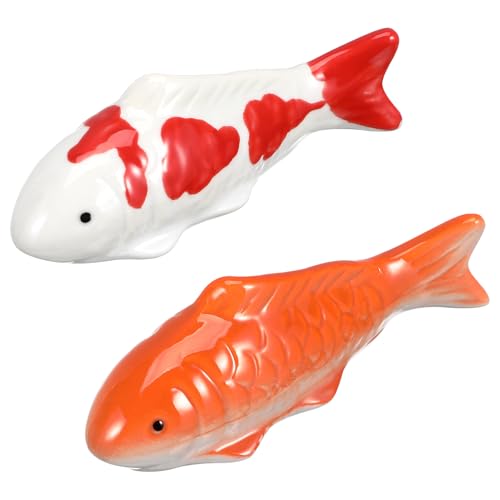 balacoo Keramik: 2 Stück künstliche Aquarien, schwimmend, realistisch, schwimmend, Koi-Fischfiguren, Innen- oder Außenbereich, Dekoration für Schreibtisch-Ornamente, Aquarium, Fischschale, Teich, von balacoo