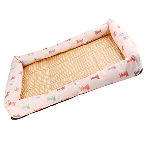 balacoo Sommer Hund Katze Nesting Matte Kühlung Matte für Pet Rattan Gras Pet Kühlung Matte Atmungs Pet Selbst Kühlung Decke mit Rest Arm für Hund Katze Beige von balacoo