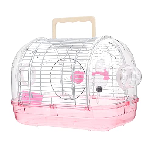 balacoo Tragbare Träger Hamster Tragen Fall Käfig Reise mit Wasser Flasche Lebensmittel Schüssel Träger für Afrikanische Miniatur Kaninchen Chinchilla Eichhörnchen Rosa von balacoo