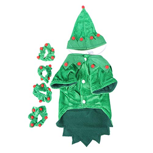 balacoo Weihnachten Haustier Hund Kostüm Set Hund Elf Kostüm mit Pom Pom Dekoration Weihnachten Elf Outfit Haustier Party verkleiden Sich für kleine Hund Katze Welpe Kätzchen Größe m von balacoo