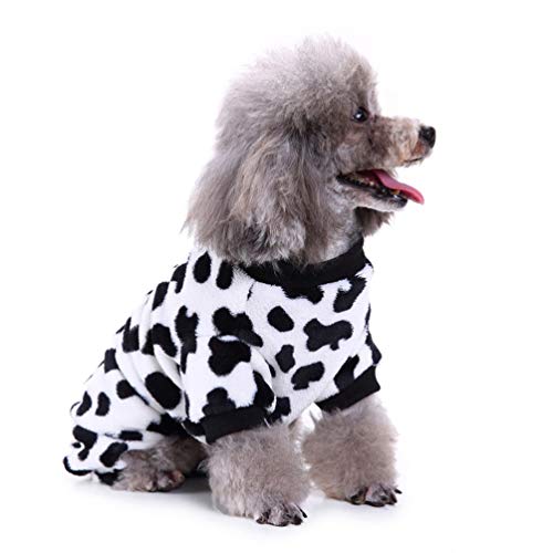 balacoo Welpen- Pyjamas- Niedliche Milch Kühe Muster Hund Mantel Herbst Winterkleidung Winter- Pyjamas- Mantel- Overall für Kleine Mittlere Hund (Größe L) von balacoo