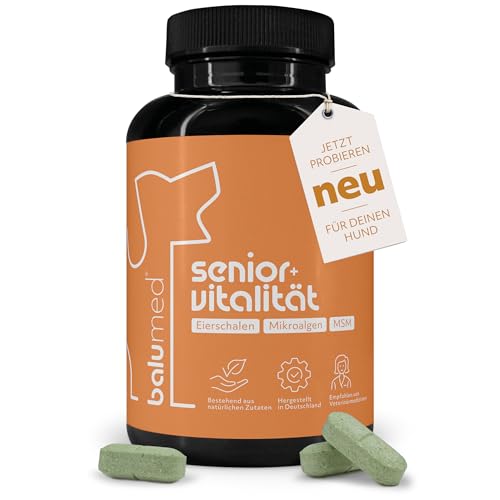 Balumed®120 Senior+Vitalität Tabletten für Hunde - Beweglichkeit, Gelenke, Vitalität im Alter – mit MSM, Eierschalen, Mikroalgen, Spirulina und Grünlippmuschel - Lebensfreude bei älteren Hunden von balumed