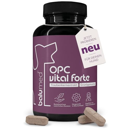 balumed® OPC vital forte 120 Tabletten für Hunde, aus Traubenkern-Extrakt - Schutz vor freien Radikalen und oxidativem Stress, gesunde Haut, Herz-Kreislauf, Immunsystem und Augen, entzündungshemmend von balumed