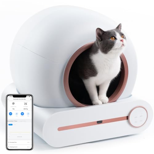 Bamboosang Intelligente Selbstreinigende Katzentoilette: 65L Premium Automatisches Katzenklo APP Kontrolle Smartes Elektrisches Katzenklo Sicherheitsschutz Desodorierung mit Matte für Mehrere Katzen von bamboosang