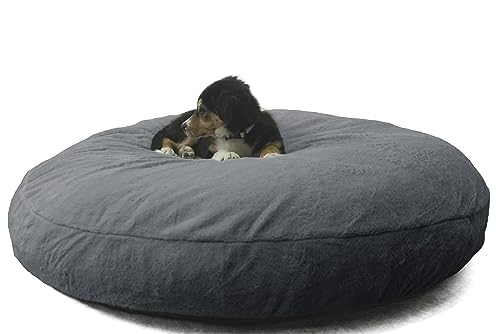 bananair - Hundebett Rund Weich & Bequem - Bezug Abnehmbar und Maschinenwaschbar - Großzügig gepolstert - XXL Hundekissen/Hundekorb/Dog Bed für Kleine & Grosse Hunde (110 cm, Dunkelgrau) von bananair