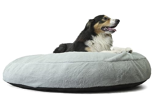 bananair - Hundebett Rund Weich & Bequem - Bezug Abnehmbar und Maschinenwaschbar - Großzügig gepolstert - XXL Hundekissen/Hundekorb/Dog Bed für Kleine & Grosse Hunde (130 cm, Hellgrau) von bananair