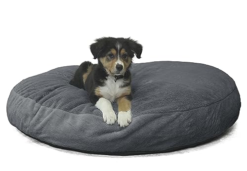 bananair - Hundebett Rund Weich & Bequem - Bezug Abnehmbar und Maschinenwaschbar - Großzügig gepolstert - XXL Hundekissen/Hundekorb/Dog Bed für Kleine & Grosse Hunde (70 cm, Dunkelgrau) von bananair