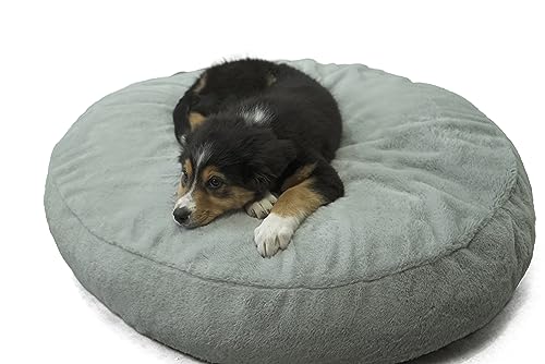 bananair - Hundebett Rund Weich & Bequem - Bezug Abnehmbar und Maschinenwaschbar - Großzügig gepolstert - XXL Hundekissen/Hundekorb/Dog Bed für Kleine & Grosse Hunde (90 cm, Hellgrau) von bananair