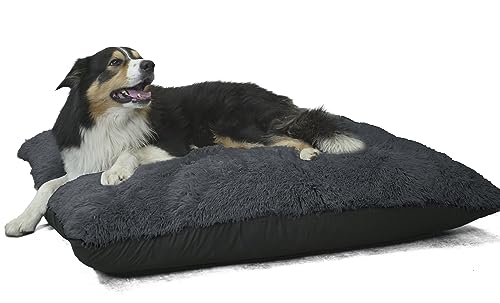 bananair - Hundebetten für Grosse & Kleine Hunde - Weich & Bequem - Bezug Abnehmbar und Maschinenwaschbar - Großzügig gepolstert - XXL Hundekissen/Hundekorb/Dog Bed (115 x 130 cm, Dunkelgrau) von bananair