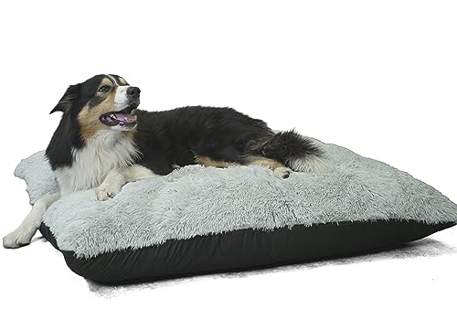 bananair - Hundebetten für Grosse & Kleine Hunde - Weich & Bequem - Bezug Abnehmbar und Maschinenwaschbar - Großzügig gepolstert - XXL Hundekissen/Hundekorb/Dog Bed (115 x 130 cm, Hellgrau) von bananair