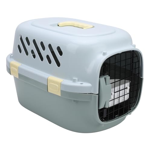 Katzentransportbox, hart, kleine tragbare Transportbox für Reisen im Freien, Zuhause, Auto, abschließbare Tür, 4-seitige Belüftung Hundetransportbox, Katzenbox mit Katzentoilette von banapoy