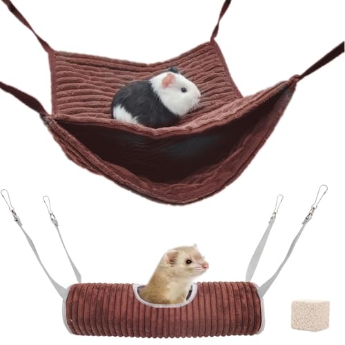 bangminda Kleintierhängematte Hamster Hängematte Hängematte Tunnel, Frettchen-Hängematte Warmbett Hängeversteck Tunnel Hängetunnel Hängematte für Zuckergleiter Hamster Eichhörnchen Frettchen (Braun) von bangminda