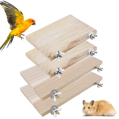 bangminda 4 Stück Plattform für Hamster Chinchilla Hamster Zubehör Set Kleintier Rechteckig Plattform Rechteckig Sprungbrett für Käfig Meerschweinchen Ratten Wellensittich Eichhörnchen Honiggleiter von bangminda