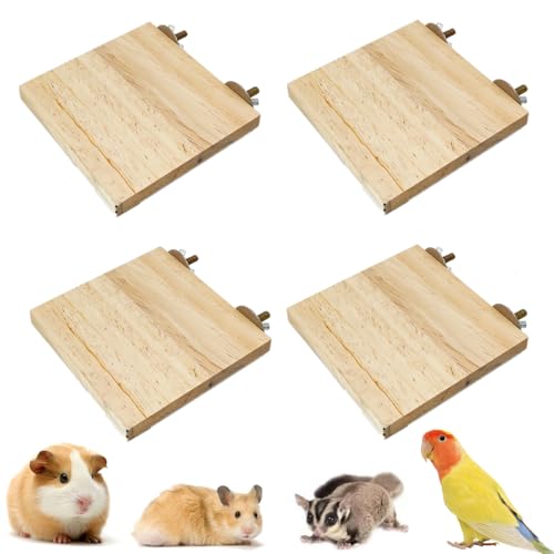 bangminda 4 Stück Holz-Sprungbretter für Hamster Holz Plattform Vogelsitzbrett Papagei Plattform Stand Zubehör Hamster Spielzeug aus Holz für Ratten Vögel Wellensittich Nymphensittich Chinchilla von bangminda