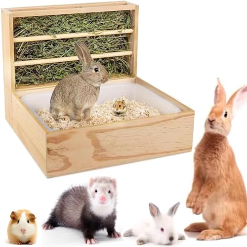 bangminda Heuraufe für Kaninchen Hasen Hamster Meerschweinchen 2 in 1 Heu Futterraufe Futterspender Heu Kaninchen Heuraufe für Kaninchenstall Hasen Meerschweinchen Nager 43 * 13.5 * 31.5 cm von bangminda