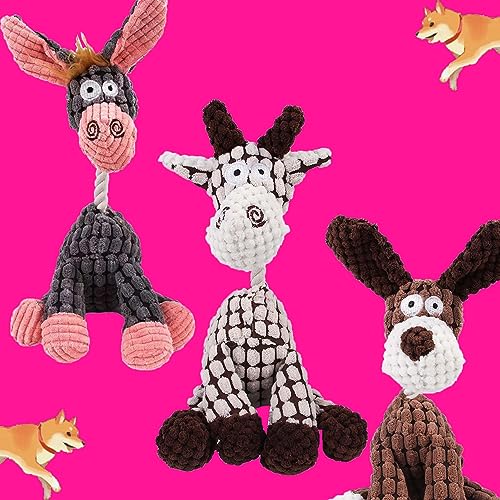 baodaotiehe Hundespielzeug Kuscheltier Esel,Plüschtier Hundespielzeug,Quietschendes Plüsch-Hundespielzeug,Cute Soft Plush Squeaky Dog Toy,Indestructible Robust Dog Plush Toy (Style A+B+C) von baodaotiehe