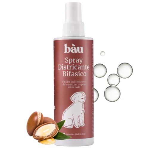 Bau Cosmesi Spray zum Entwirren von Knoten für Hunde und Katzen – Zweiphasiges Entwirrungsmittel mit Hyaluronsäure und Arganöl – Ideal als Entwirrungsmittel für langhaarige Hunde und Katzen – Helles von bàu