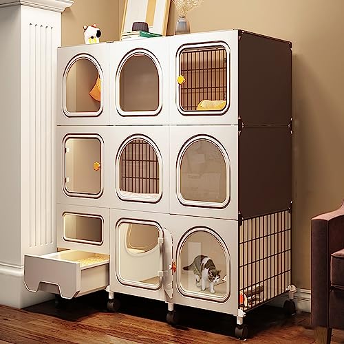 Halbgeschlossene DIY-Katzenkäfig, Laufstall Für Katzen Zusammenklappbar Großes Katzenhaus Indoor Haustierkäfig Katzenkisten Für 1-2 Katzen, Kleintier-Laufstall ( Color : B , Size : 106*36.5*110cm ) von beaka