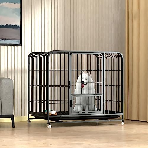 beaka Hundekäfig Für Zuhause Und Outdoor, Käfig Für Haustiere Mit Türschloss, Abnehmbarem Tablett Und 4 Rädern Mittlere Und Große Hunde Mit Einem Gewicht Bis Zu 30 Kg (Color : Black) von beaka