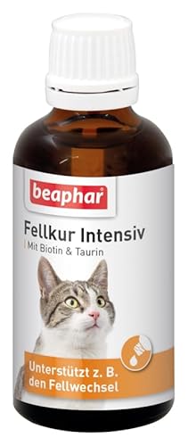 BEAPHAR - Fellkur Intensiv Für Katzen - Energielieferant - Mit Vitaminen B1, B2, B6, B12, E, Biotin Und Taurin - Unterstützt U.A. Den Fellwechsel - 50 ml von beaphar