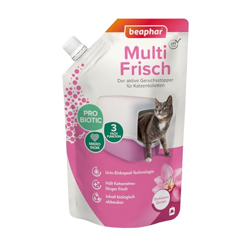 BEAPHAR - Geruchsabsorber - Konzentriertes Katzenstreu Granulat - Neutralisiert unangenehme Gerüche - Hinterlässt einen angenehmen Duft (Orchidee) - 400g = bis zu 3 Monate Anwendung von beaphar