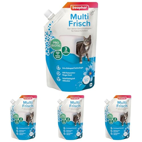 BEAPHAR - Multi Frisch - Der Aktive Geruchsstopper Für Katzentoiletten - Mit Probiotika - Schützt Das Mikrobiom - Biologisch Abbaubar - PH-Neutral - Frische Brise - 400 g (Packung mit 4) von beaphar