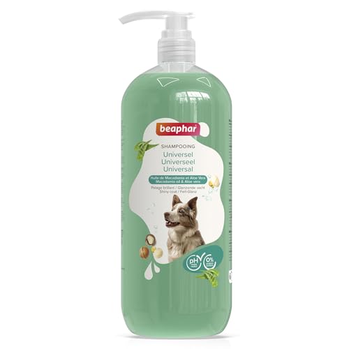 BEAPHAR - Universal Fellglanz Shampoo - Für Hunde Aller Rassen - Unterstützt Die Natürliche Fellfarbe - Hautfreundlich - Mit Macadamiaöl Und Aloe Vera - Ph-Neutral - 0% Parabene, Silikone - Vegan - 1L von beaphar