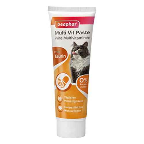 beaphar - Multi VIT Paste - Für Katzen - Mit Taurin, Biotin, Omega 3 Und 6-0% Zucker-Zusatz - Täglicher Vitamingenuss - Unterstützt Das Wohlbefinden - 100 g von beaphar