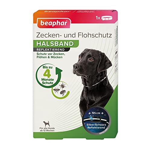 beaphar Zecken- & Flohschutz Halsband für Hunde | Zeckenschutz für Hunde | Reflektierendes Halsband gegen Zecken & Flöhe | Wasserfest | 1 STK von beaphar