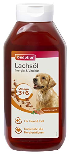 BEAPHAR - Lachsöl Für Hunde Und Katzen - Energie Und Vitalität - Ideal Für Eine BARF-Ernährung Geeignet - Unterstützt Herz, Haut Und Fell - Mit Omega 3 Und Omega 6 - Täglicher Vitamingenuss - 940ml von beaphar