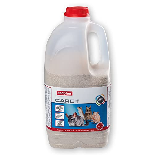 beaphar - Care+ Badesand Für Chinchilla, Gerbils, Degus, Hamster - 100% Natürliche Und Optimale Fellpflege - Sauberes Fell - Nimmt Fett Und Feuchtigkeit Auf - Lässt Sich Leicht Entfernen - 1,3 Kg von beaphar