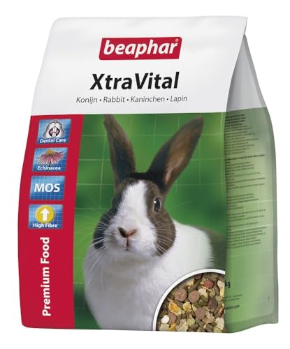 XtraVital Kaninchen Futter | Ausgewogenes Kaninchenfutter | Mit zahnpflegenden Eigenschaften | Geringer Fettgehalt | Mit Echinacea & Alfalfa | 2,5 kg von beaphar