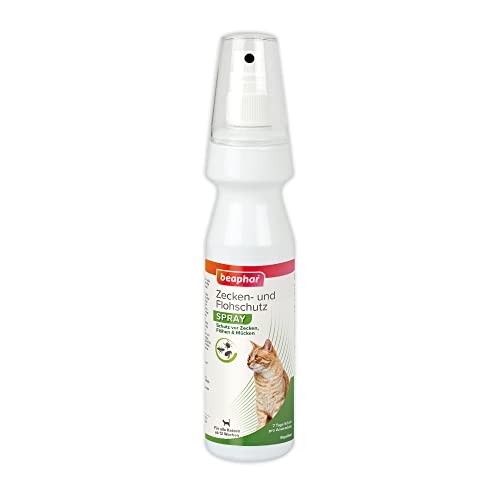 beaphar - Zecken- Und Flohschutz Spray Für Katzen Ab 12 Wochen - Schützt 7 Tage Vor Zecken, Flöhen Und Mücken - Sofortschutz - Einfach Aufsprühen Und Katze Schützen - 150 ml von beaphar