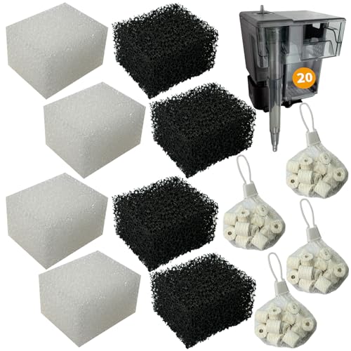 beaufan 4-teiliges dreistufiges Filtertankfilter-Wartungsset, Ersatz für AquaClear 20 Powerfilter, Aquariumfilter für Aquarien mit 5 bis 20 Gallonen von beaufan