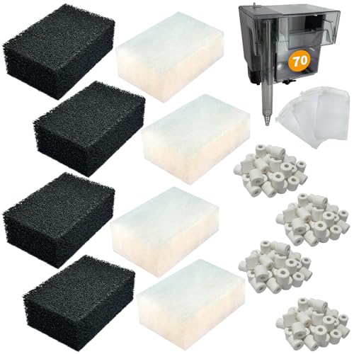 beaufan 4 Set mit dreistufigem Filtertankfilter-Wartungsset, Ersatz für AquaClear 70 Powerfilter, Aquariumfilter für Aquarien von 40 bis 70 Gallonen von beaufan