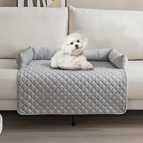 Hundebetten für Mittlere Hunde/Große Hunde, Hundecouch Hundesofa Decke Couchkissen, Hundebett mit Kissen, Waschbare Hundedecke für Sofaschutz, Hundezubehör, Hellgrau 29.5 * 47.2in/75 * 120cm von bebeibon