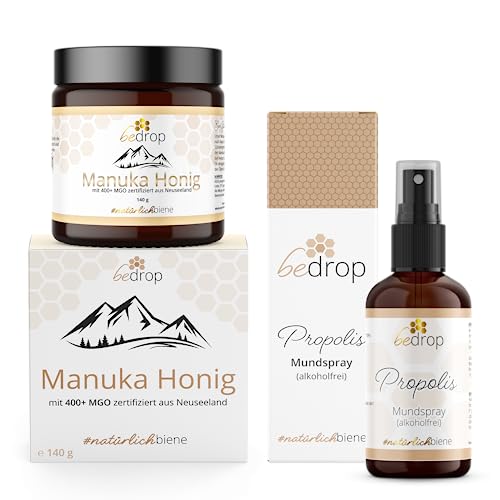 bedrop | Das Tier Set - Propolis Spray (alkoholfrei) & Manuka Honig MGO 400+ für Hunde, Katzen, Pferde & Allen Anderen Tieren von bedrop