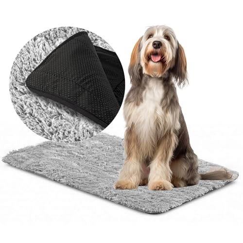 beeco STORE Hundebett Grosse Hunde L-100x70cm | Anti-Stress, Shaggy Hundematte mit Anti-Rutsch | Waschbares Hundebett für große Hunde | Ideal zum Campingplatz und zum Auto von beeco STORE