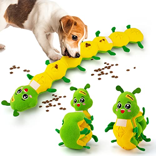 beetoy Hundepuzzlespielzeug, Raupe Schnuppern Hundespielzeug Interaktives Quietschweiches Plüsch-Zahnspielzeug für Langeweile Welpen von beetoy