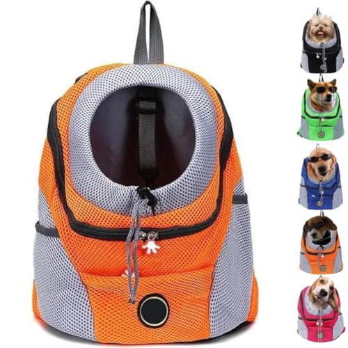 behound Dog Carrier Backpack, Summer Dog Backpack,Breathable Dog Backpack Carrier for Small Medium Dogs Cats 0-26 Lbs,Travel Dog Packs for Hiking Walking Biking Camping (L(7-12kg),Orange) von behound