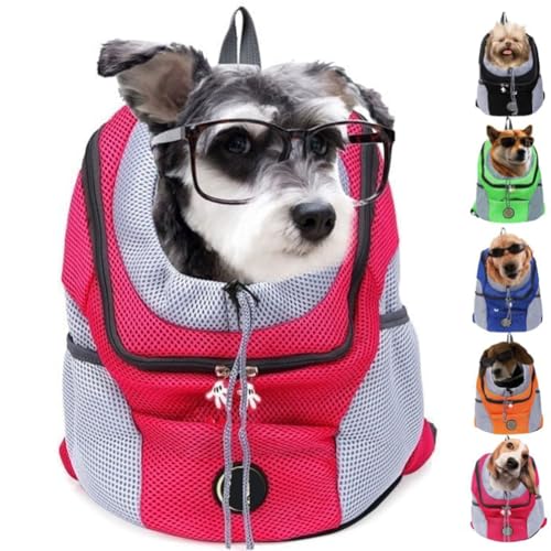 Dog Carrier Backpack, Summer Dog Backpack,Breathable Dog Backpack Carrier for Small Medium Dogs Cats 0-26 Lbs,Travel Dog Packs for Hiking Walking Biking Camping (M(3-7kg),Pink) von behound