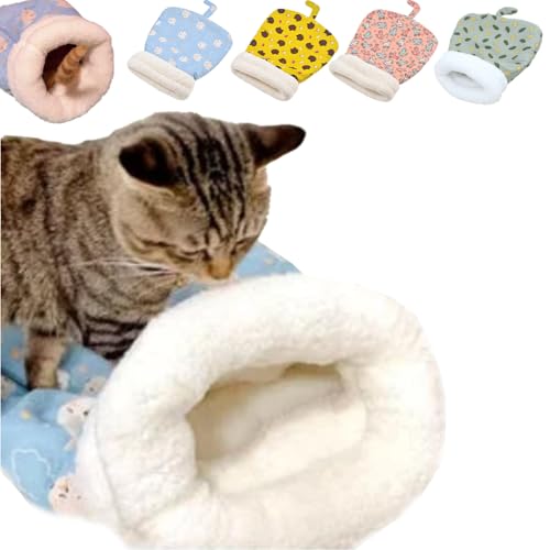 behound Cat Sleeping Bag with Tail, Cute Cartoon Pocket Cat Nest Bag, Cat Winter Warm Sleeping Bag for Indoor Cats, Enclosed Cat Bed, Plush Soft Pet Bed Cave Sleeping Bag (Blue) von behound