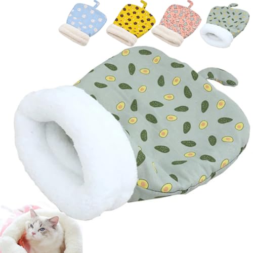 behound Cat Sleeping Bag with Tail, Cute Cartoon Pocket Cat Nest Bag, Cat Winter Warm Sleeping Bag for Indoor Cats, Enclosed Cat Bed, Plush Soft Pet Bed Cave Sleeping Bag (Green) von behound