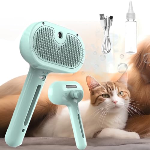 behound Misty Brush for Dogs, Misty Pet Hair Brush for Dogs Cats, 3 In 1 Steam Water Brush with Water Tank and Release Button, Misty Steam Brush for Shedding Matted Hair (Green) von behound