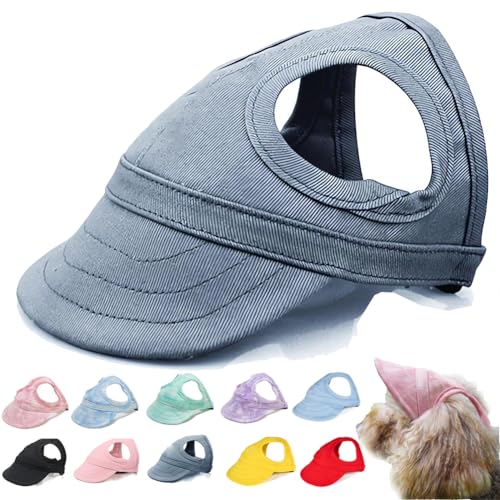 behound Outdoor Sun Protection Hood for Dogs, Summer Adjustable Drawstring Dog Sun Protection Baseball Hat Cap, Pet Outdoor UV Protection Hat with Ear Holes (Gray,L) von behound