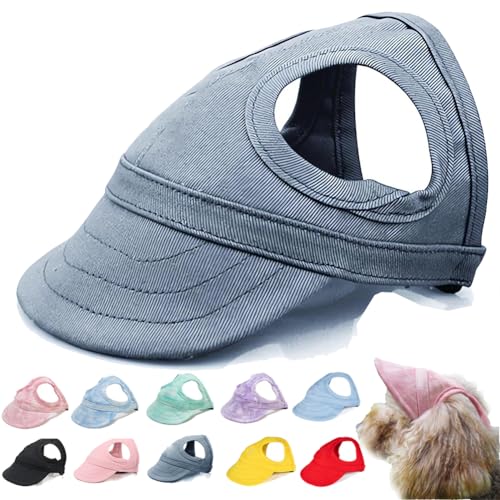 behound Outdoor Sun Protection Hood for Dogs, Summer Adjustable Drawstring Dog Sun Protection Baseball Hat Cap, Pet Outdoor UV Protection Hat with Ear Holes (Gray,M) von behound