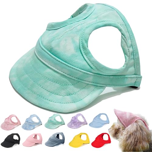 behound Outdoor Sun Protection Hood for Dogs, Summer Adjustable Drawstring Dog Sun Protection Baseball Hat Cap, Pet Outdoor UV Protection Hat with Ear Holes (Green*,M) von behound