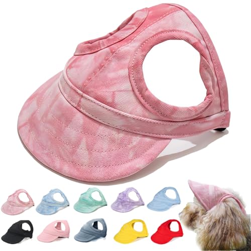 behound Outdoor Sun Protection Hood for Dogs, Summer Adjustable Drawstring Dog Sun Protection Baseball Hat Cap, Pet Outdoor UV Protection Hat with Ear Holes (Pink*,M) von behound