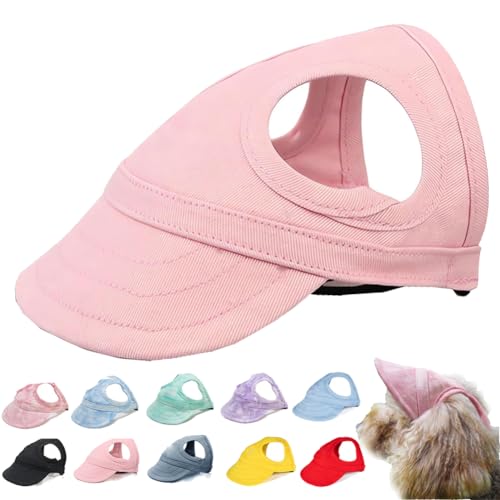 behound Outdoor Sun Protection Hood for Dogs, Summer Adjustable Drawstring Dog Sun Protection Baseball Hat Cap, Pet Outdoor UV Protection Hat with Ear Holes (Pink,M) von behound
