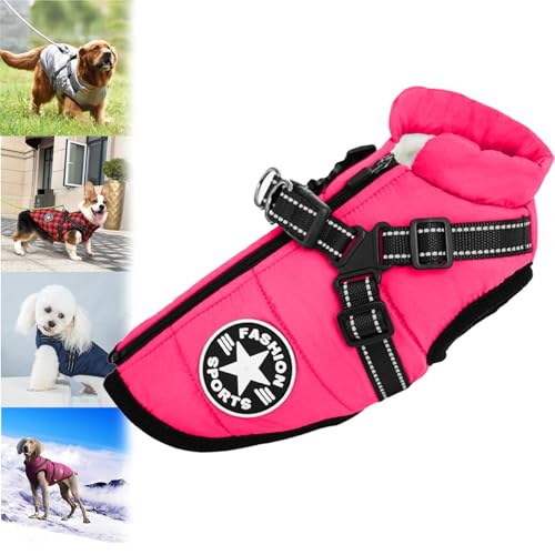 behound Pawbibi Sport - Waterproof Winter Jacket with Built-In Harness,Pawbibi Dog Jacket Coat with Harness,Dog Winter Jacket with Zipper,Dog Jackets for Small Medium Dogs (5XL,Pink) von behound